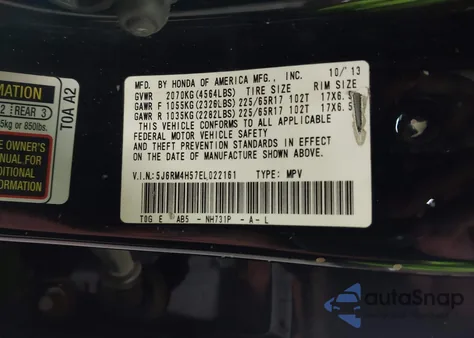 2014 Honda Cr-V Ex z USA, uszkodzony, nr VIN 5J6RM4H57EL022161